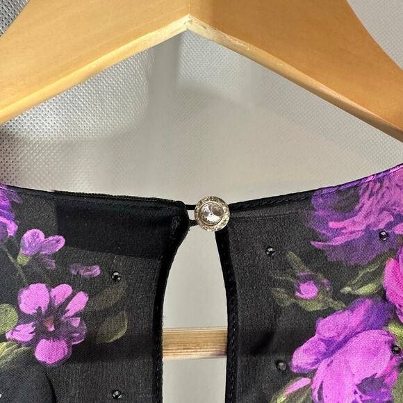 Magda Butrym Dark Floral Printed Silk Pesaro Mini Dress Size US 6 UK 10 FR 38 - Picture 8 of 14